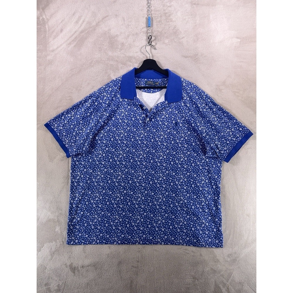 Polo Ralph Lauren Polo Shirt Mens‎ 3XB Blue Floral Print Big Tall Cotton